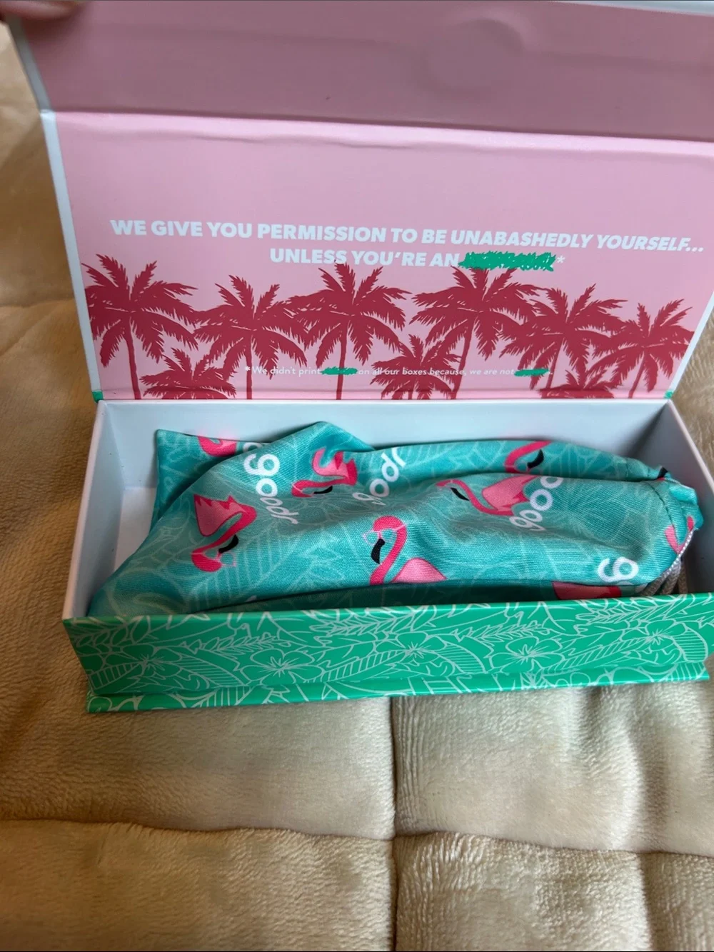 goodr Teal Flamingo Soft Pouch with Gray/Black Sunglasses (Includes Case)